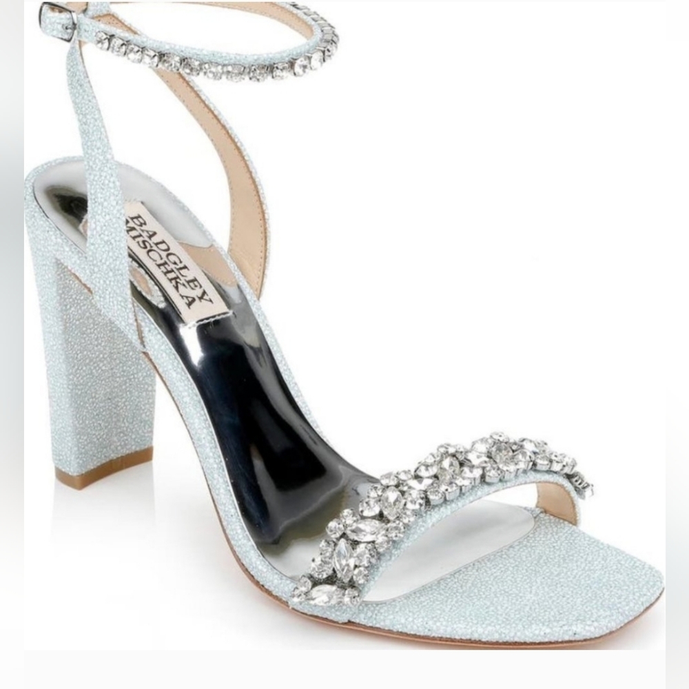 BADGLEY MISCHKA COLLECTION Tasmine Ankle Strap Sandal in Soft Blue size  6.5